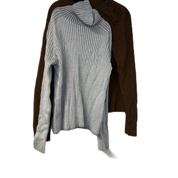 Women’s Bundle Ribbed Turtleneck Sweater Gray & Brown M/L - Picture 1 of 5